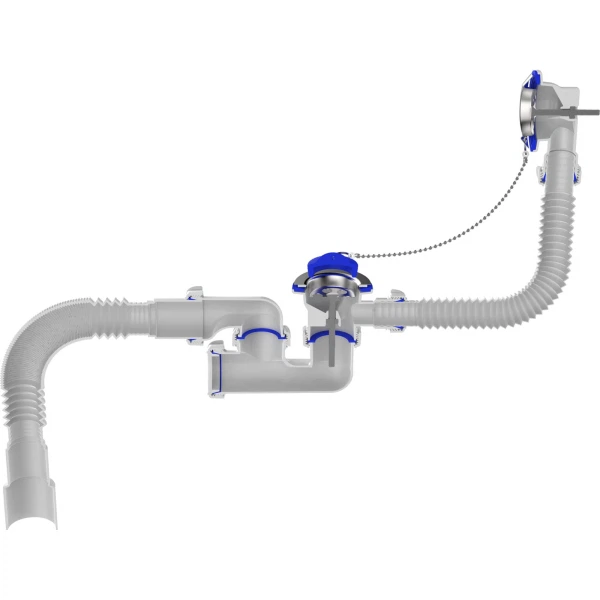 Сифоны и комплектующие сифон для ванны с пробкой на цепочке 1 1/2х40 с гофротрубой 40/50мм aquant v255-25-mr