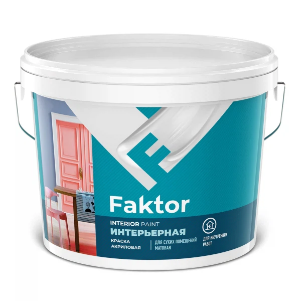 краска faktor интерьерная белая, ведро 6кг