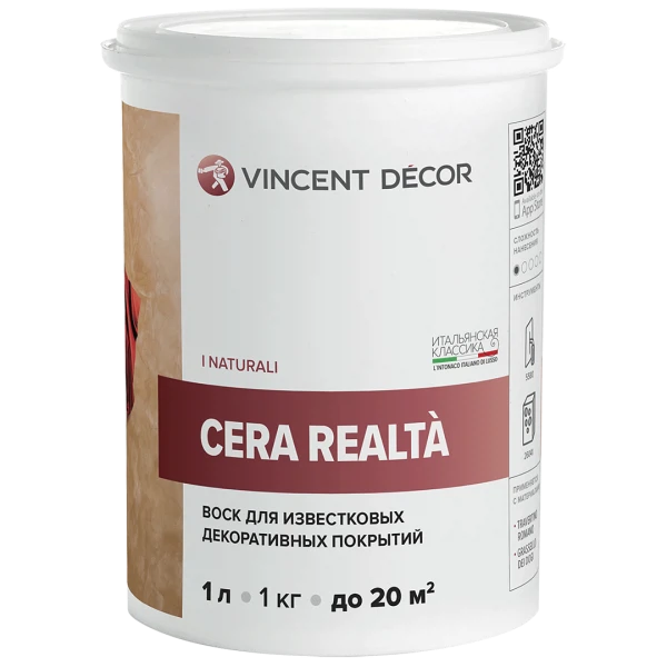 воск vincent decor cera realta глянцевый для декоративных покрытий 1л