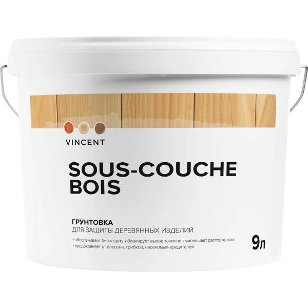 грунтовка vincent sous couche bois для древесины 9л