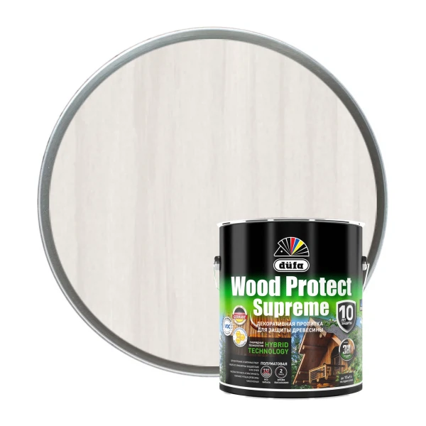 dufa пропитка wood protect supreme, белая  2,5л