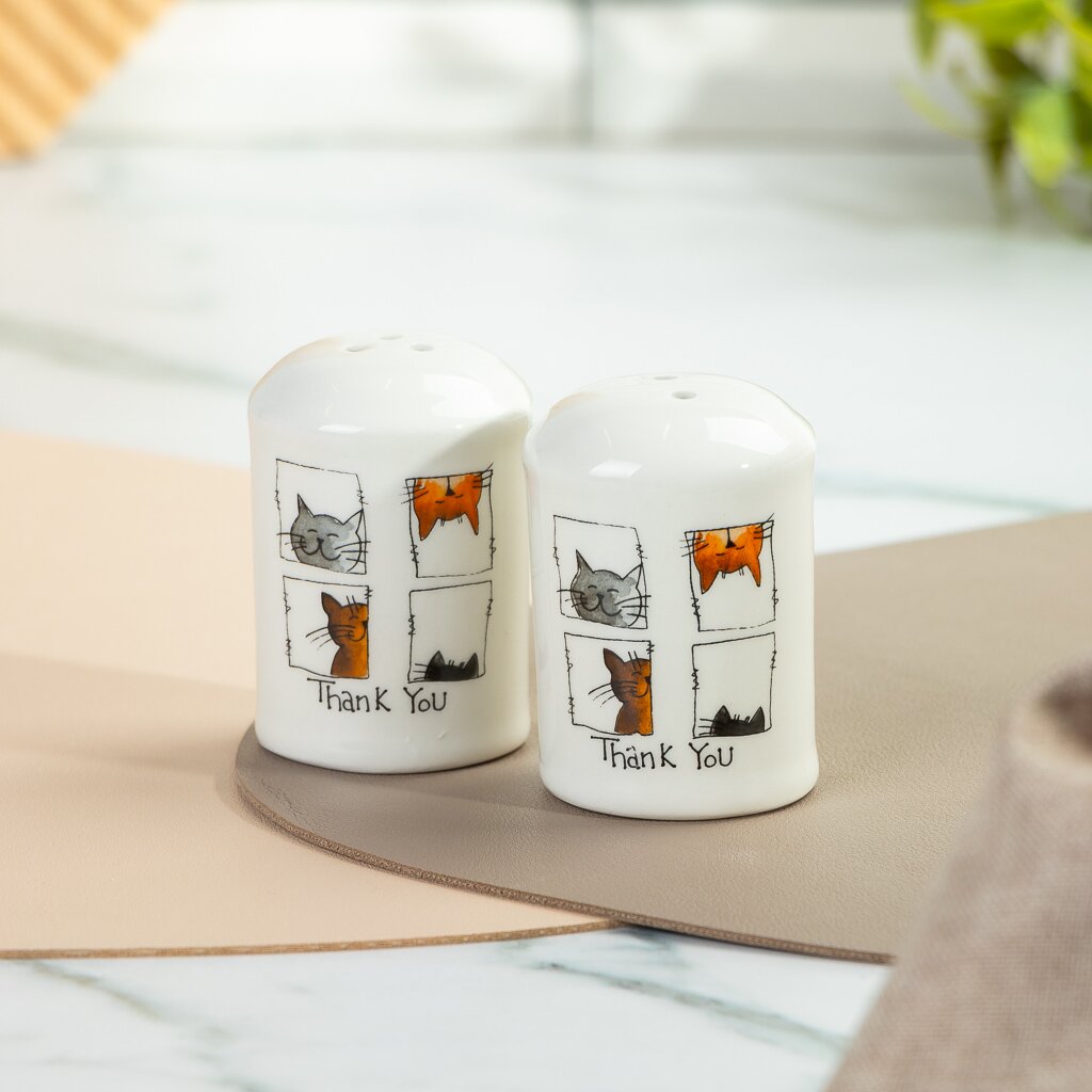   Порядок Набор для специй доломит, 2 шт, 5.6х5.6х8 см, Daniks, Cats
