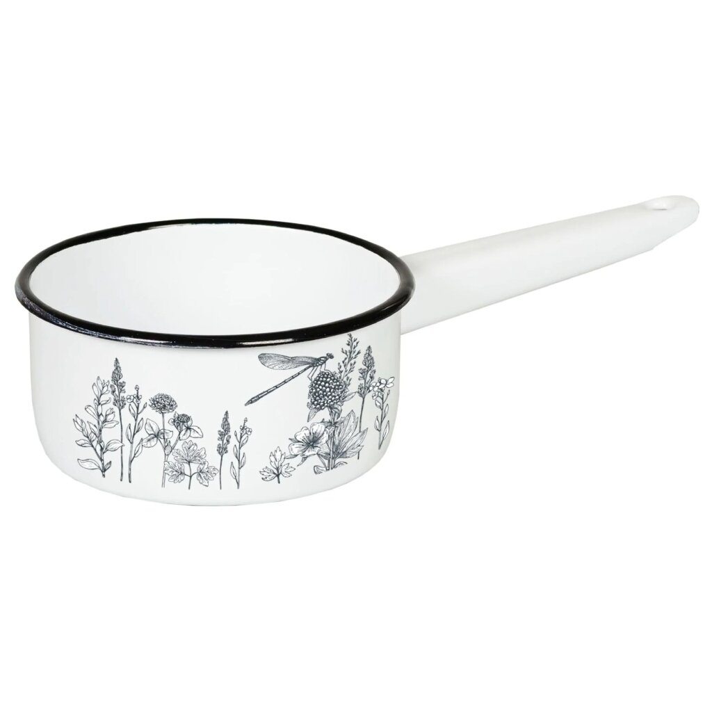 Ковшики Ковш сталь, эмалированное покрытие, 1 л, стальная ручка, Appetite, Flora-2, 1с22С