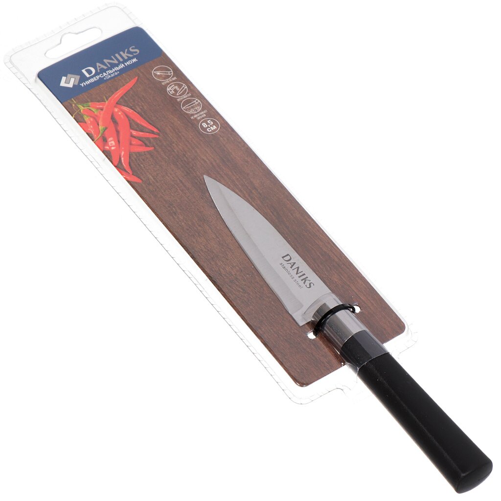 Ножи кухонные Нож кухонный Daniks, Скара, для овощей, нержавеющая сталь, 8.5 см, рукоятка пластик, YW-A341-PA