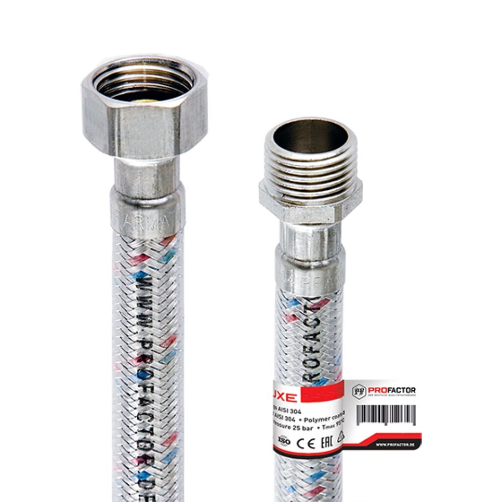 Подводка для воды 1/2х0.8 м, г-ш, сталь, полимер, ProFactor