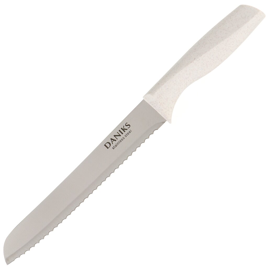 Ножи кухонные Нож кухонный Daniks, Латте, для хлеба, нержавеющая сталь, 20 см, рукоятка пластик, YW-A383-BR