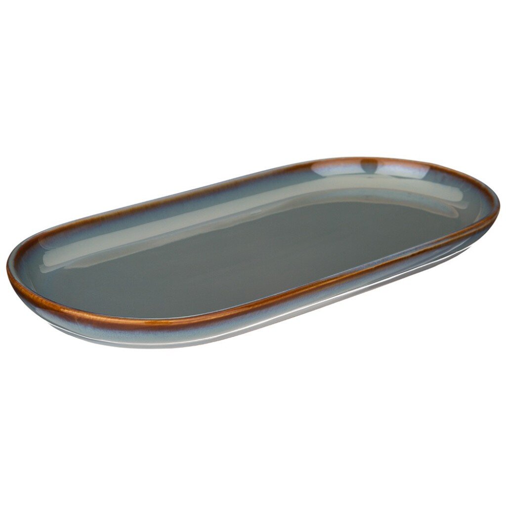   Порядок Блюдо фарфор, овальное, 14.5х30х2.5 см, синее, Soul Kitchen, Bronco, 189-414