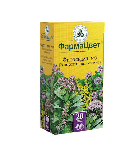 Травы, плоды, сборы  Аптека Ригла Фитоседан №3 успокоительный сбор ф п №20