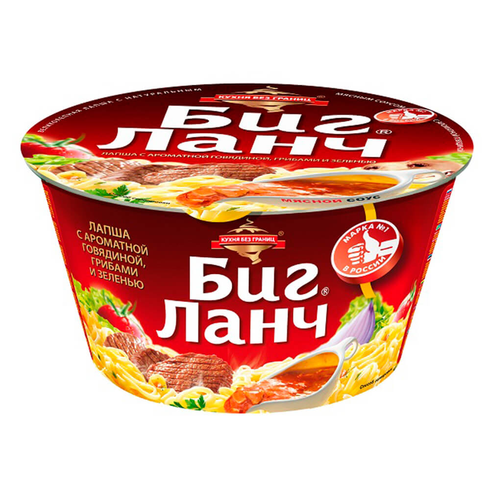   Тут Просто Лапша яичная Биг Ланч с ароматной говядиной, грибами и зеленью 90г
