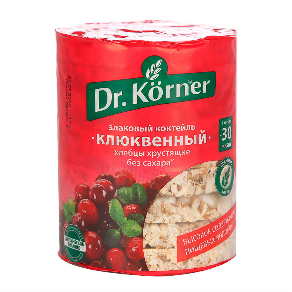   Тут Просто Хлебцы Dr.Korner 100г злаковый коктейль клюквенный хлебпром