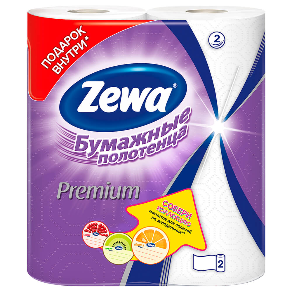 Бумажные полотенца Zewa Premium, 2 рулона