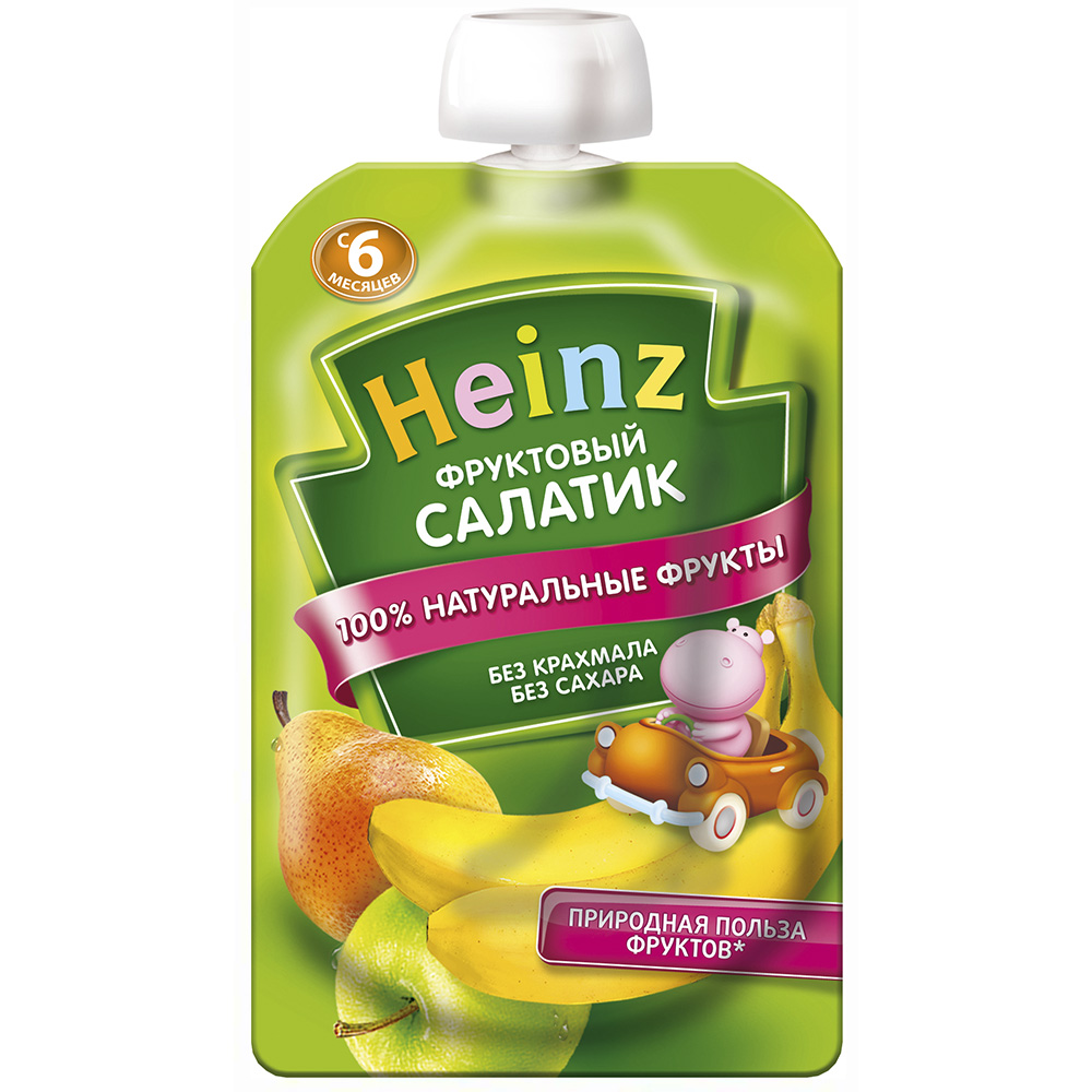 Пюре хайнц 90 г фруктовый салатик с 6 месяцев дой-пак