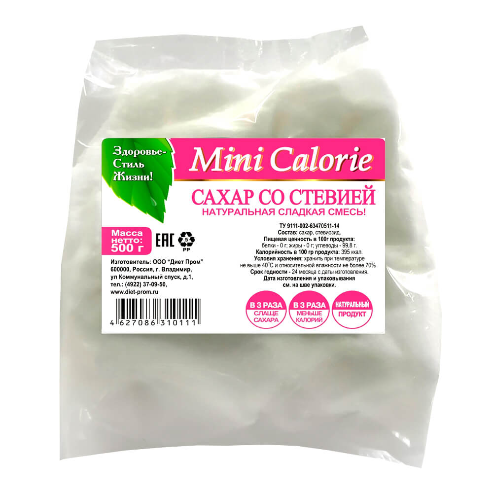 Смесь сахара и стевии 500г Mini Calorie