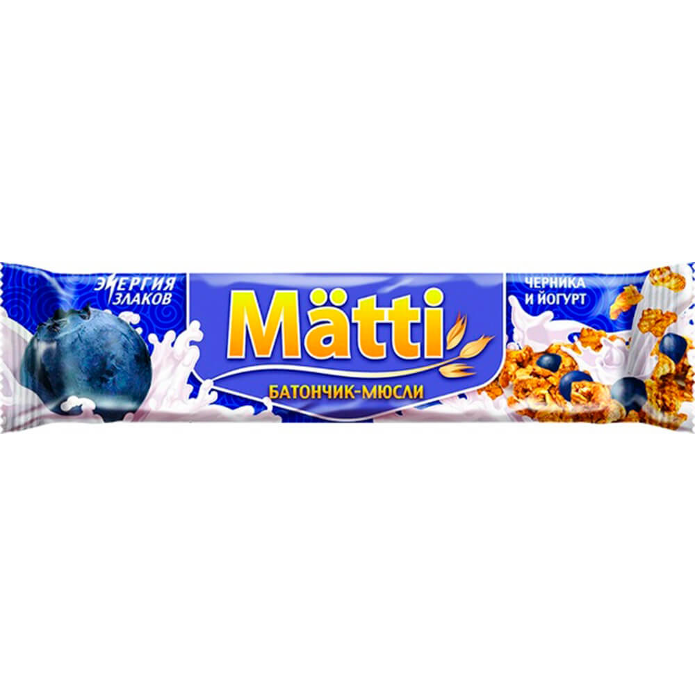 Батончик мюсли Matti 24г черника и йогурт