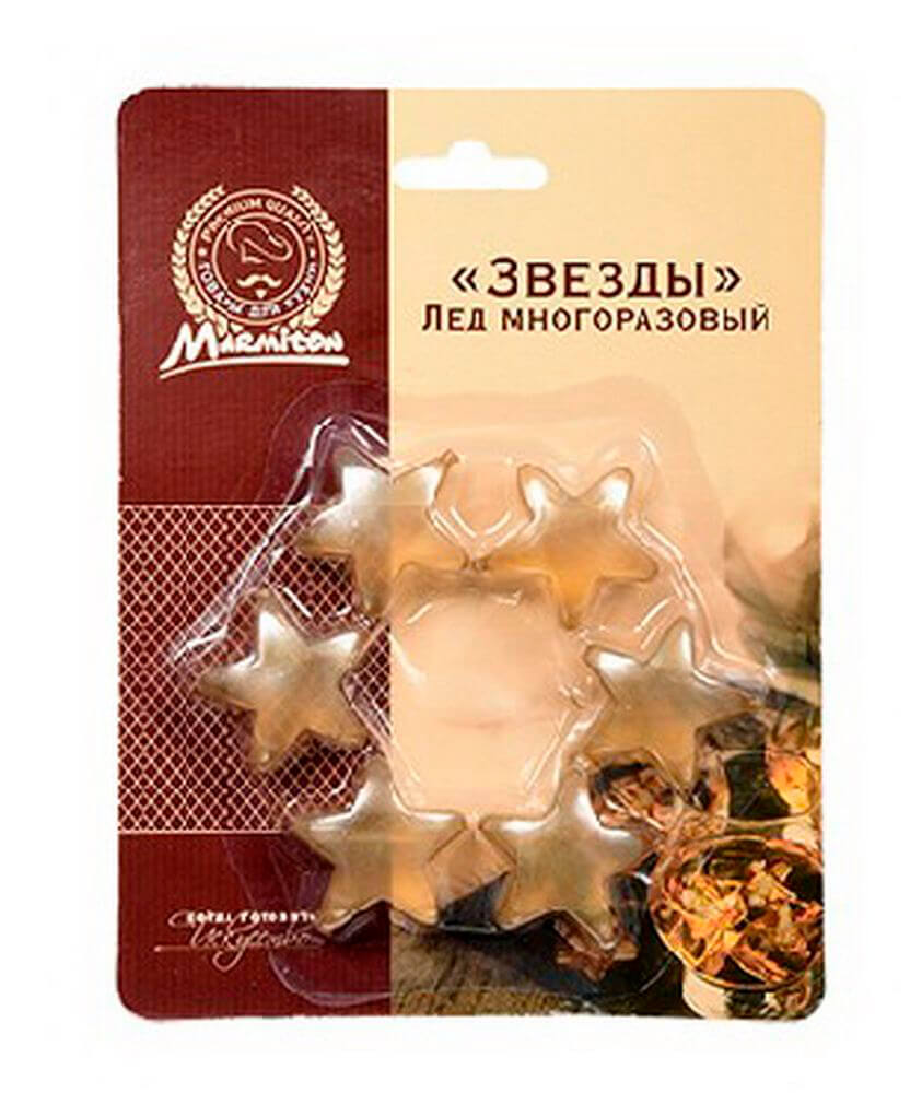  Форма лед многоразовый звезды 6 шт 3,5*3,5 см мармитон 180*36 16152