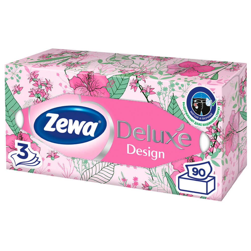 Салфетки бумажные Zewa Deluxe 90 шт 3-х слойные