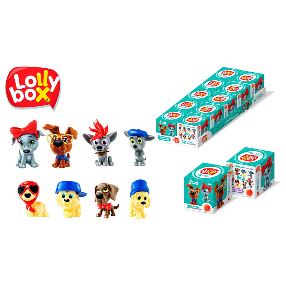 Карамель, леденцы Карамель на палочке с игрушкой Lolly Box 11г дворняшки конфитрейд