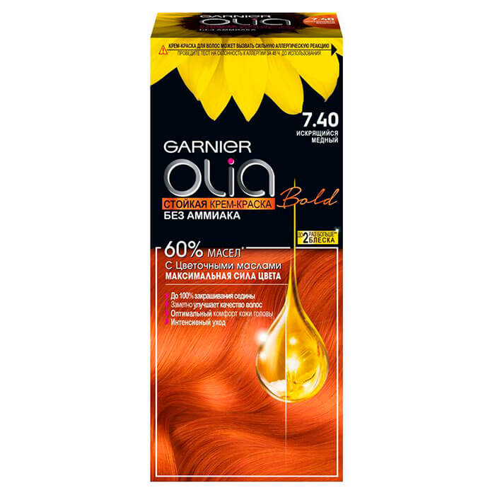 Краска для волос Garnier Olia 7.40 искрящийся медный
