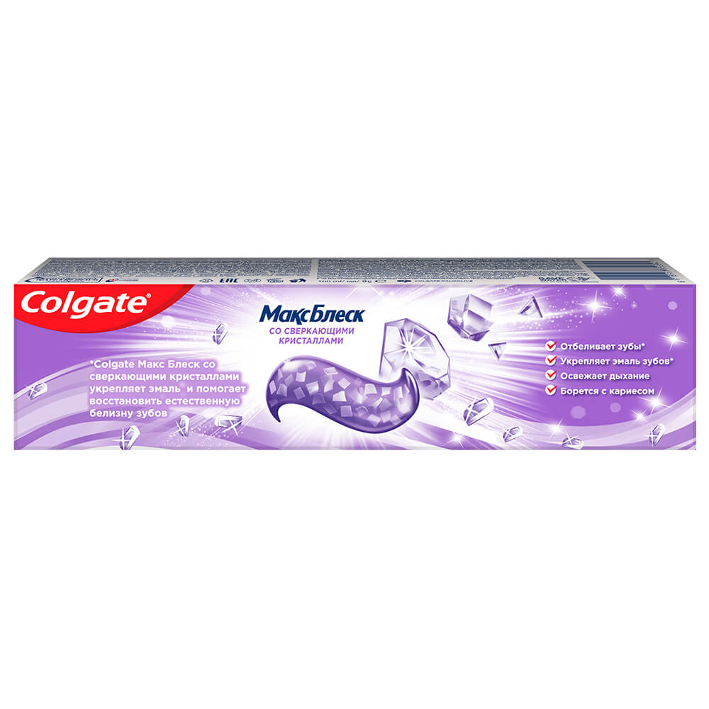 Зубная паста Colgate 100 мл Макс Блеск со сверкающими кристаллами отбеливающая
