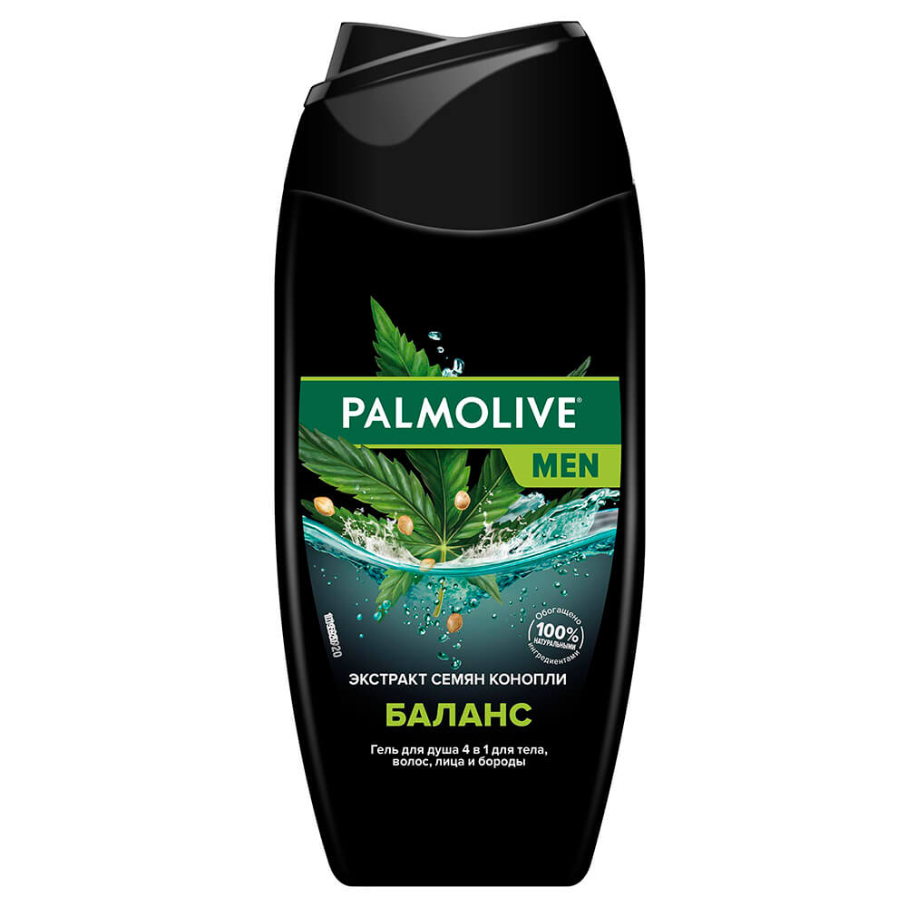 Гель для душа Palmolive Men 250 мл Баланс 4 в 1 для тела, волос, лица и бороды с экстрактом семян ко