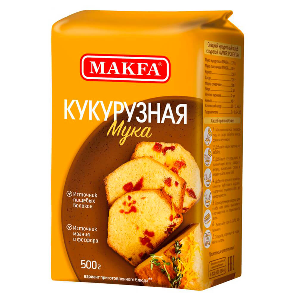 Мука и крахмал  Тут Просто Мука MAKFA 500 г кукурузная