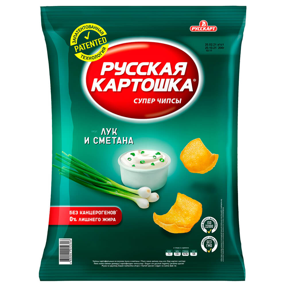 Чипсы русская картошка 200 г лук и сметана