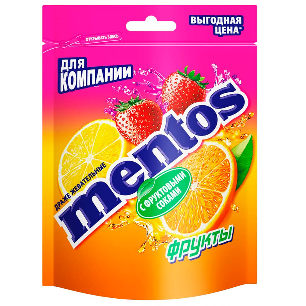 Конфета жев. ментос 95 г фруктовый ван мелле