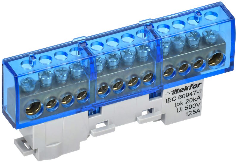 Шина N ноль IEK TF-NN20-12-KL-K07 TEKFOR изолированная на универсальном держателе 8х12-12-С