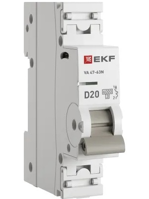 Автоматический выключатель EKF M636120D 1P 20А (D) 6кА ВА 47-63N PROxima