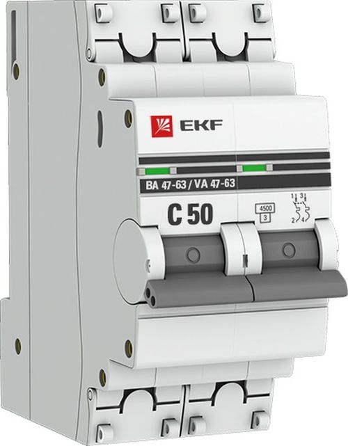 Автоматический выключатель EKF mcb4763-2-50C-pro модульный 2п C 50А 4.5кА ВА 47-63 PROxima