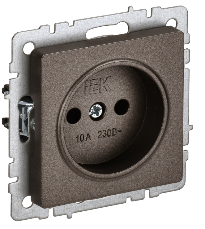 Розетка без заземления IEK BR-R10-10-K45 BRITE без защитных шторок 10А РС10-1-0-БрТБ Бронза