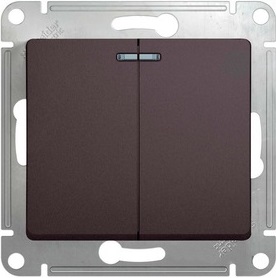 Выключатель Schneider Electric GSL001353 Glossa 2-клавишный с подсветкой сх.5а (графит)