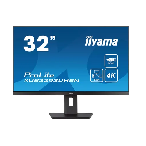 Монитор 31,5 Iiyama XUB3293UHSN-B5 3840x2160, 16:9, LED, IPS, 350cd, 1000:1, 4ms(GTG), 178/178, HDMI, DP, 2хUSB 3.2, USB Type-C, аудио, tilt, HAS, sw