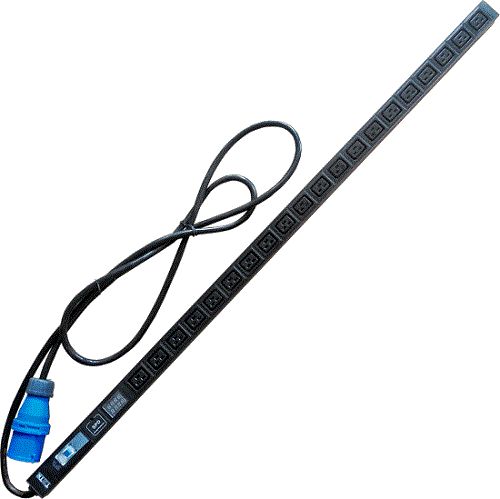 Блок розеток TWT TWT-PDVI-20C9-I9 Вертикальный, 20xC19, 250V, 32A, A/V-метр, шнур 3 метра, вилка IEC309