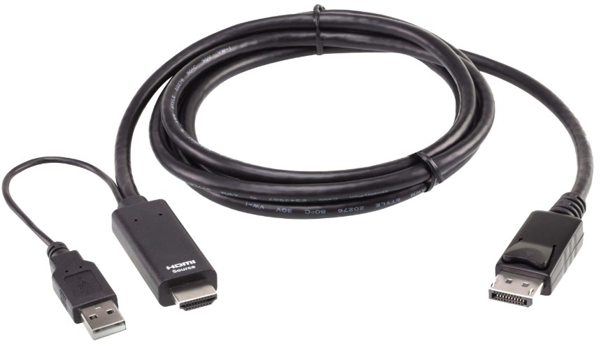  Кабель Aten 2L-7D02HDP 1.8 м True 4K HDMI в DisplayPort 1.2a