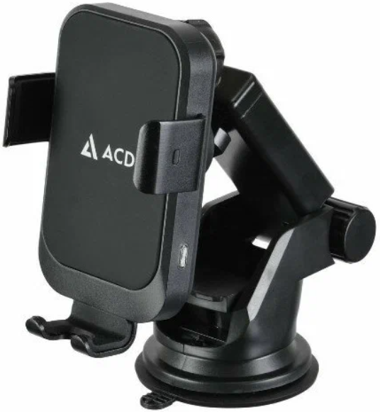 Зарядное устройство автомобильное ACD ACD-W15QI-V1B 15Вт, беспроводная зарядка-держатель с QC, 5В/2А~12В/1,5А RTL
