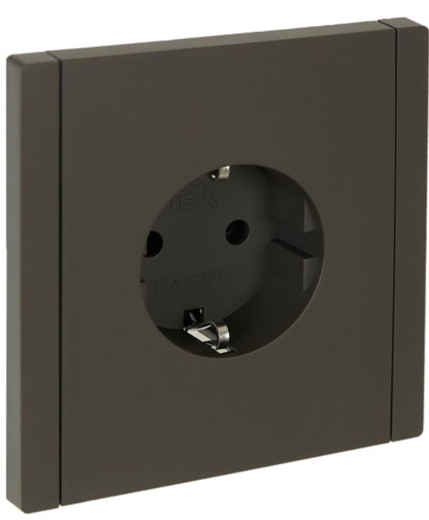 Розетка с заземлением IEK FP-R14-16-1-K03 FORTE&PIANO с защитными шторками 16А FP313 серый