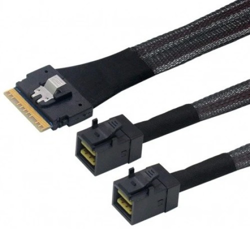 Кабель LR-LINK LRSF5443(8i)-SAS4.0 SFF-8654 8i to 2xHDminiSAS SFF-8643 Cable ,0.8m (SAS 4.0)