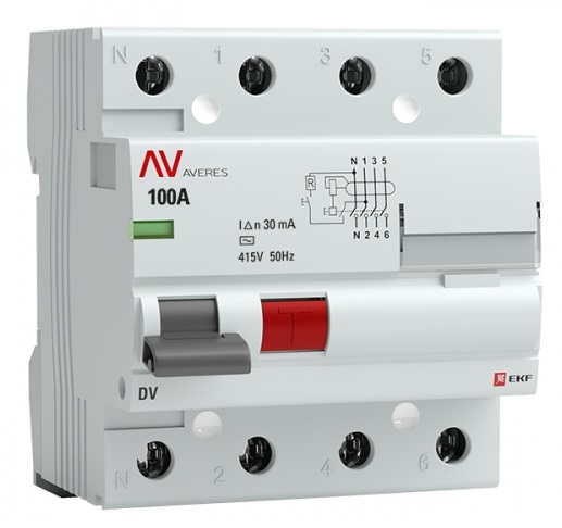 УЗО EKF rccb-4-80-30-ac-av DV 4P 80А/ 30мА (AC) AVERES