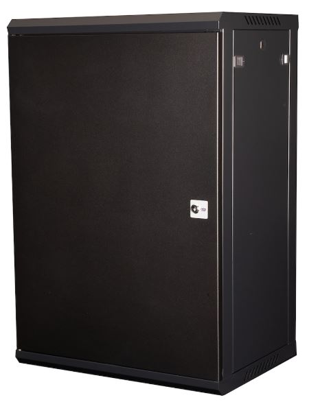 Шкаф настенный 19, 18U Datarex DR-645001 телекоммуникационный 901X600х450 мм, дверь металл, черный
