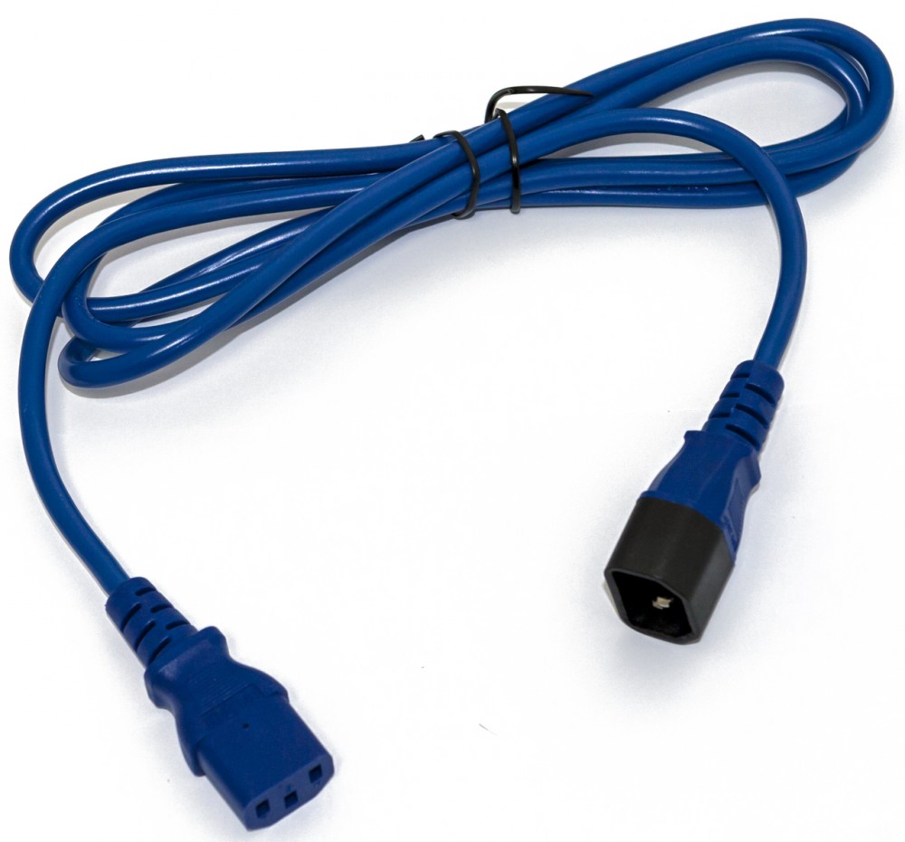 Кабель питания Hyperline PWC-IEC13-IEC14-1.8-BL монитор-компьютер IEC 320 C13 - IEC 320 C14 (3x0.75), 10A, прямая вилка, 1.8 м, синий