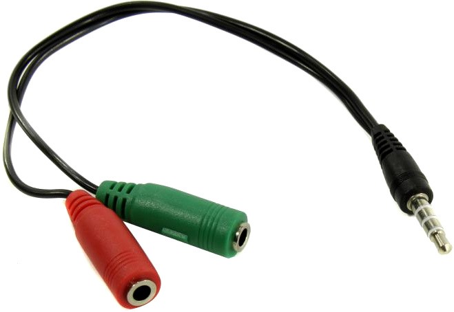 Кабель аудио Exegate EX-CCA-417-0.2 EX284944RUS 3.5mm Jack M 4pin/3.5mm Jack F Stereo+ 3.5mm Jack F микрофон, 0,2м