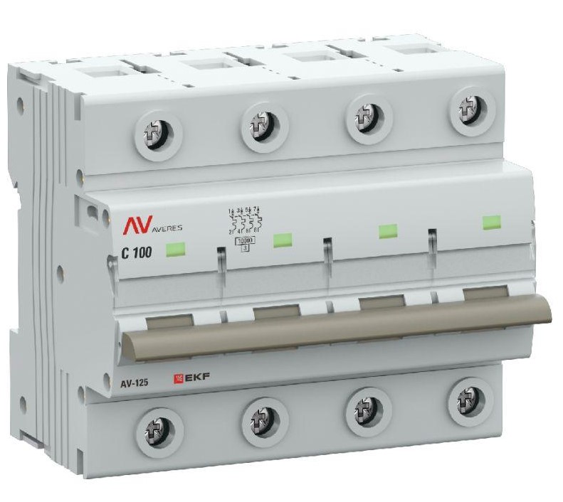 Автоматический выключатель EKF mcb125-4-100C-av AV-125 4P 100A (C) 10kA AVERES