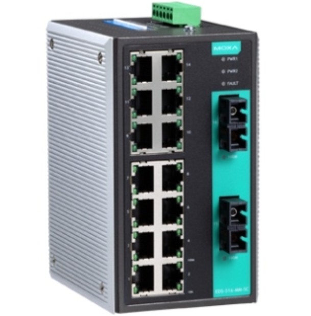 Коммутатор MOXA EDS-316-SS-SC-80 Ethernet Switch 14 10/100BaseT(X) ports, 2 single mode SC ,100Base, 80Km