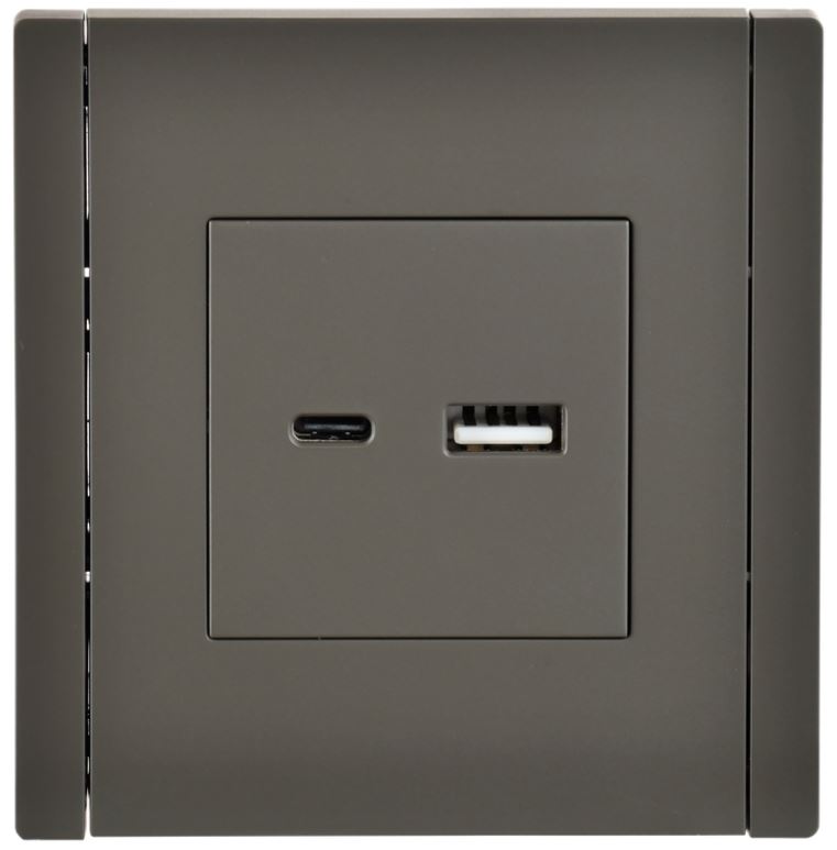 Розетка USB IEK FP-U22-D31-K03 FORTE&PIANO тип A+тип C 3,1А FP350 серый
