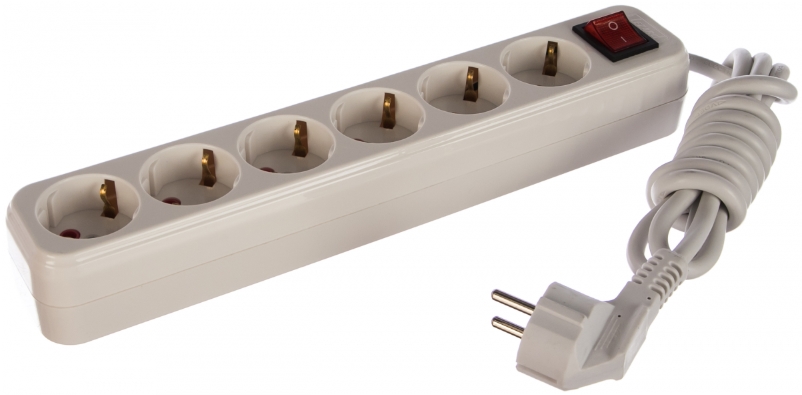 Удлинитель Lezard 720-0602-602 Lila 6х2м с заземл. 16А IP20 с выкл.