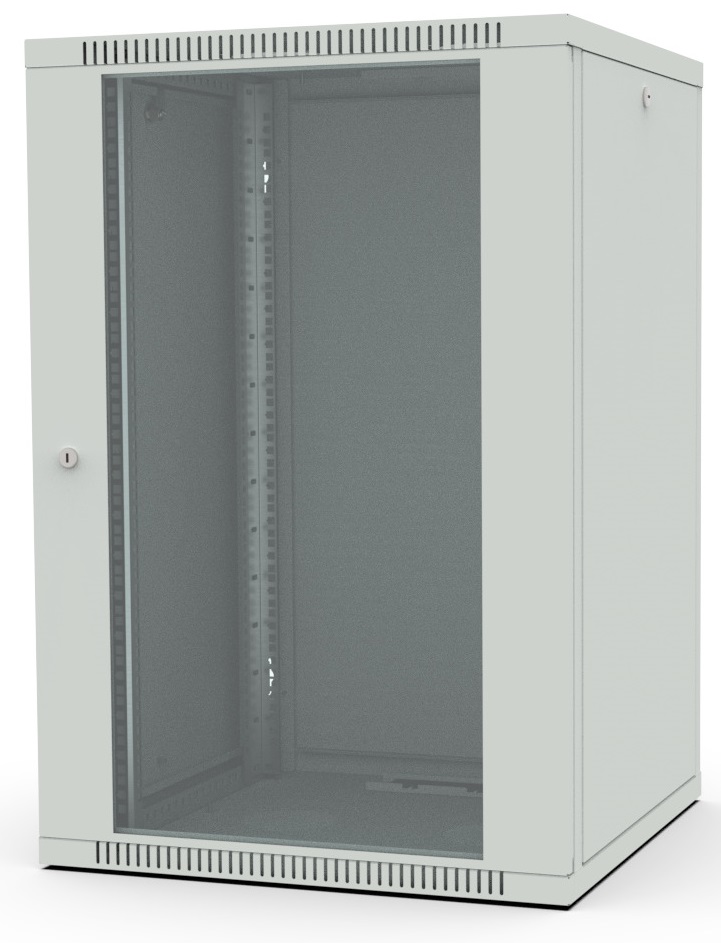  Шкаф настенный 19, 18U Filum FL-WB-1866GM-GY Wall Box (ШxГxВ) 600x600x890 мм, дверь стеклянная, цвет серый RAL7035
