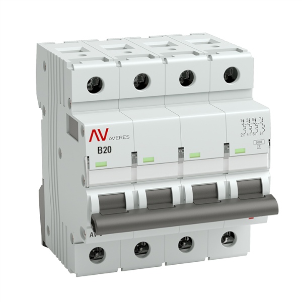 Автоматический выключатель EKF mcb6-4-20B-av AV-6 4P 20A (B) 6kA AVERES
