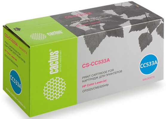 Картридж Cactus CS-CC533A для принтеров HP Color LaserJet CP2025/CM2320mfp, пурпурный, 2800 стр.