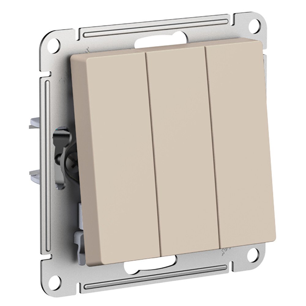 Выключатель трехклавишный Systeme Electric ATN001231 AtlasDesign сх.1+1+1, 10АХ, механизм, Песочный